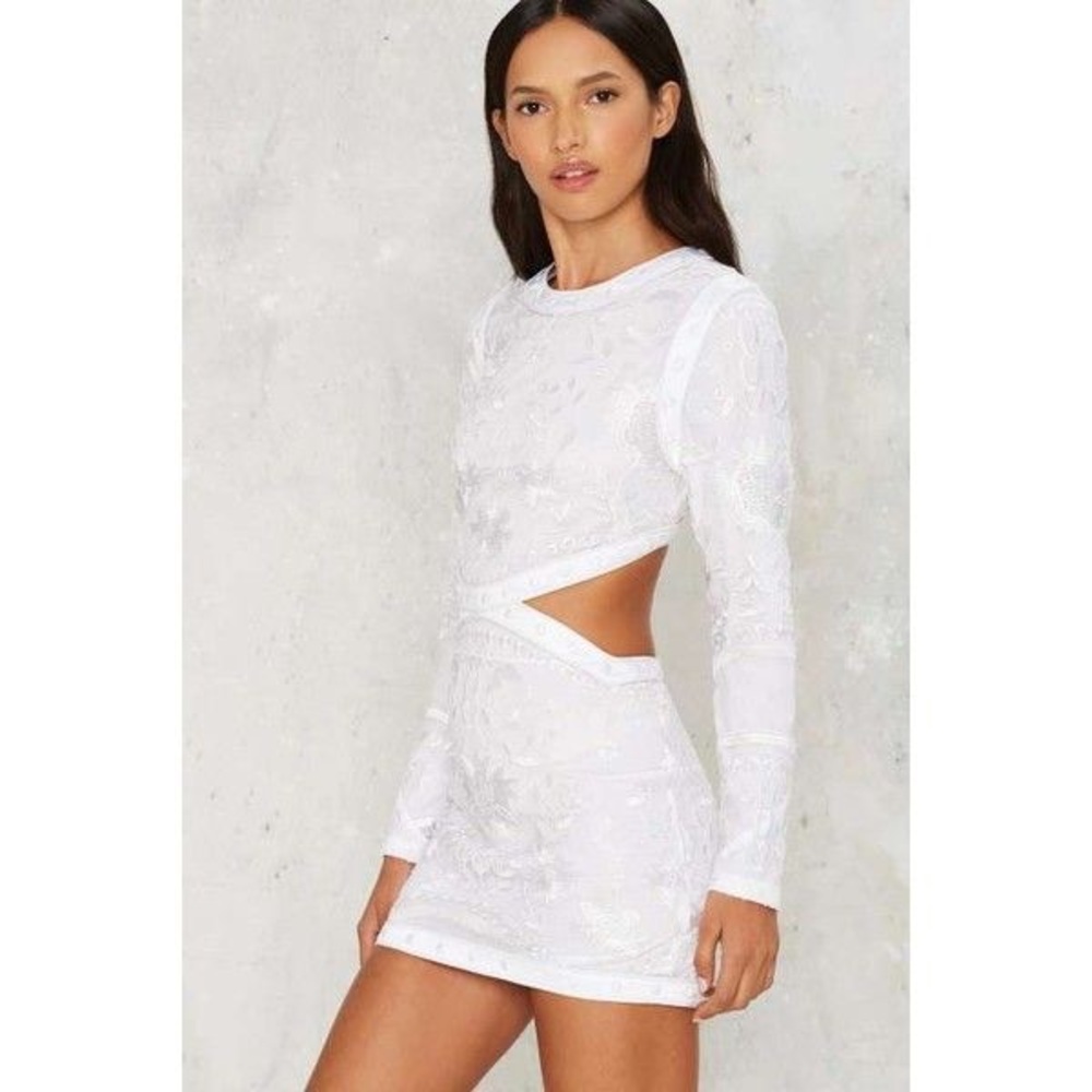 ISO Nasty Gal White Felicity Cutout Lace Dress